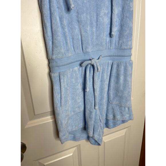 Love & Sports Baby Blue Terry Cloth Romper V‎ Neck Hoodie XS - Picture 5 of 10